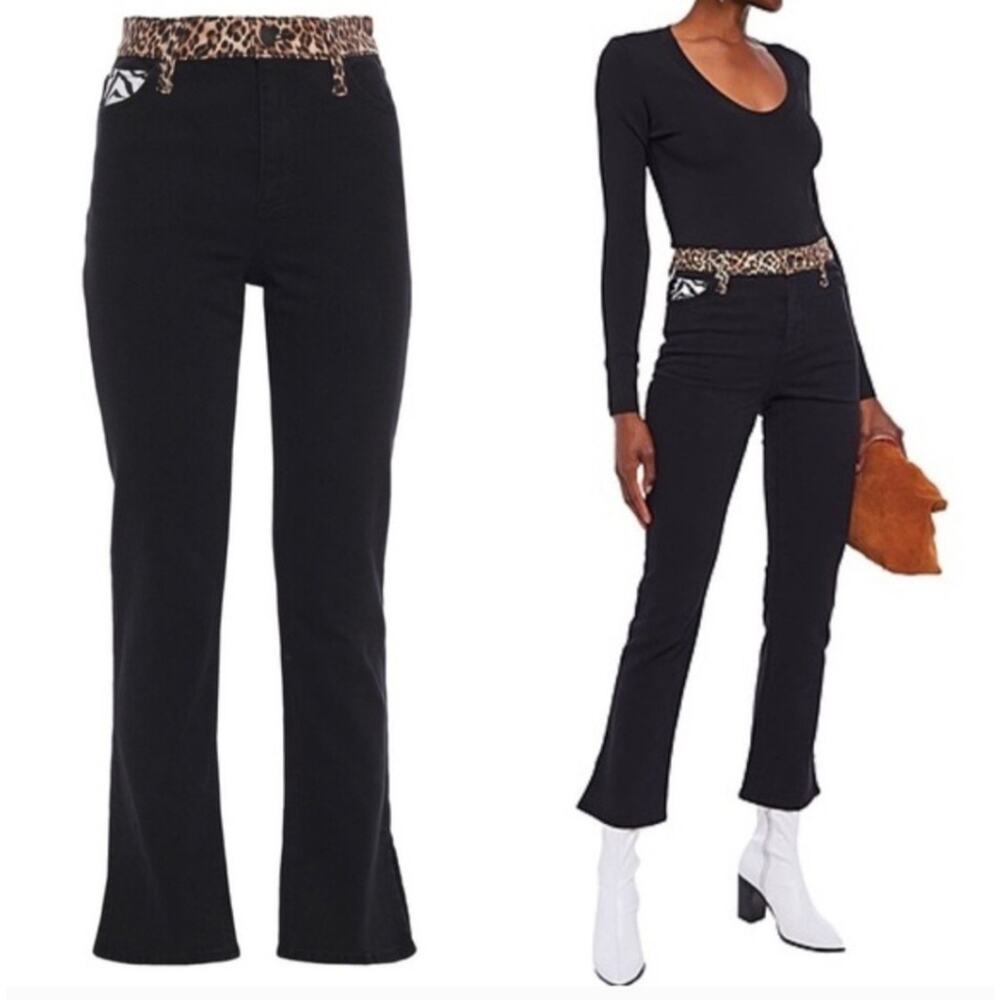 Alice + Olivia High Rise Baby Boot Animal Print Jean QUEEN Of The Night NOWT